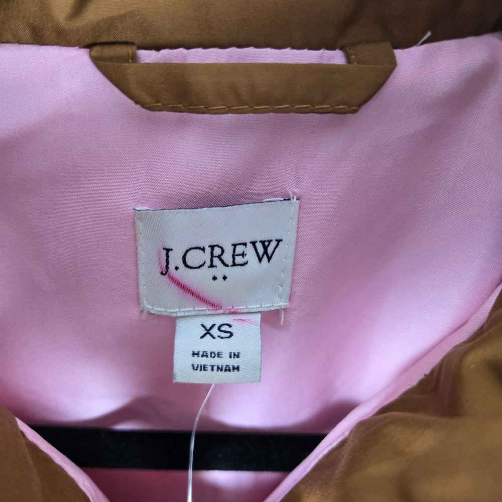 J.Crew Excursion Puffer Quilted Vest NEW XS Brown Pink Lining XS Women's Recycle - Picture 6 of 10